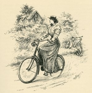 Cyklistka z 19. století. From The Strand Magazine vydaný v roce 1897. od English School