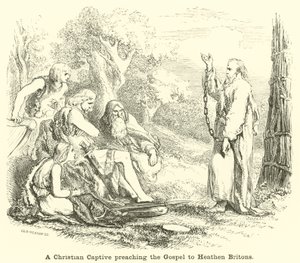 Křesťanský zajatec hlásající evangelium pohanským Britům od English School