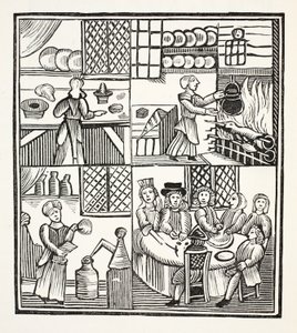 A Collection of Cookery Receipts, ilustrace z Chap-books of the Eighteenth Century od Johna Ashtona, pub. 1882 od English School