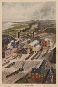Colliery (barevná litografie) od English School