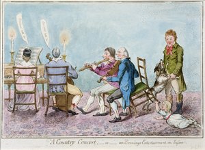 Country Concert, or an Evenings Entertainment in Sussex, vydané Hannah Humphrey v roce 1798 (ručně kolorovaný lept) od English School
