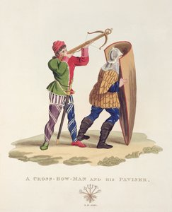 Lukostřelec a jeho Paviser, 1433, z Ancient Armor od Samuela Rushe Meyricka, 1824 od English School