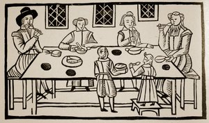 A Family Meal, cca 1600 (sépiová fotografie) od English School
