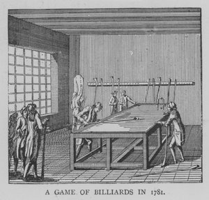 A Game of Billiard v roce 1781 (rytina) od English School