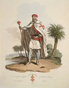 Templářský rytíř, ilustrace z „Kostým původních obyvatel Britských ostrovů od nejstarších období do šestého století, k nimž se přidává kostým gótských národů na západním pobřeží Baltského moře, předků Anglo od English School