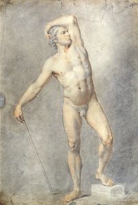 Mužský akt, cca 1770 (barevné křídy na papíře)
