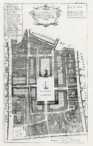 Mapa farnosti St Pauls Covent Garden převzatá z posledního průzkumu od English School