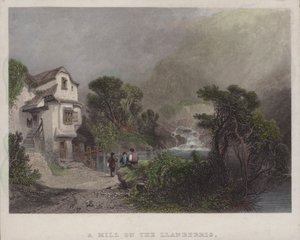 Mlýn na Llanberris (barevná rytina) od English School
