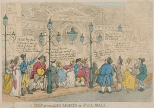 Pohled na plynová světla v Pall Mall v Londýně od English School