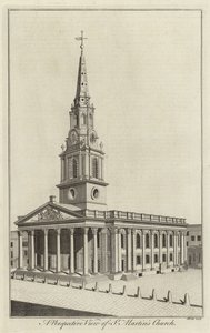 Perspektivní pohled na St Martins Church, Londýn