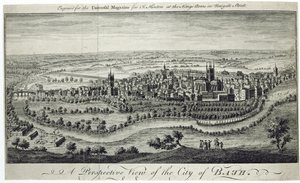 Perspektivní pohled na město Bath, vyryto pro Universal Magazine, c.1750 od English School