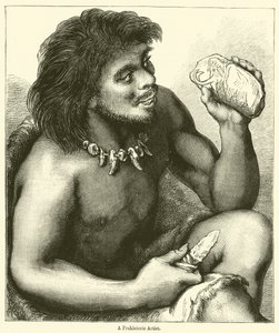 Prehistorický umělec (rytina) od English School