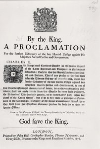 Provolání krále za další objev pozdního hrůzného plánu proti Jeho Veličenstvu posvátné osobě a vládě, 27. listopadu 1678 od English School