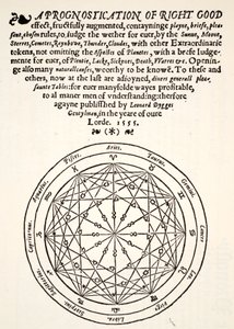A Prognostication of Right Good, Leonard Dygges, tisk Thomas Gemini, Blacke Friars, Londýn, 1555 od English School