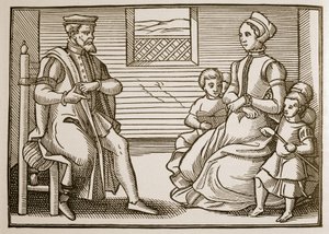 Puritan Family, z Tenor of the Whole Psalms in Four Parts, 1563 (sépiová fotografie) od English School