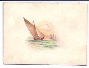 Viktoriánské novoroční přání s jachtami plujícími v měsíčním světle, c.1895 od English School