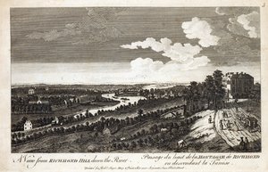 Pohled z Richmond Hill dolů po řece, vytištěno pro Robert Sayer Map und Printseller, Fleet Street od English School