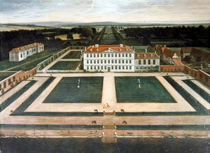 Pohled na Capesthorne Hall, Cheshire, cca 1730 (olej na plátně) od English School