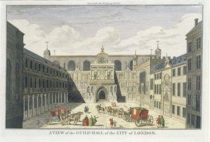 Pohled na Guild Hall of the City of London, z Historie Londýna, konec 18. století od English School