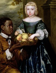 Mladé dívce sluha nabídl košík ovoce, kolem roku 1650 od English School