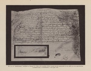 Certifikát "krevních peněz" Jiřího I." (litografie) od English School