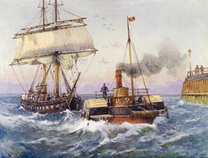 Briga je tažena do přístavu (barva litho) od English School