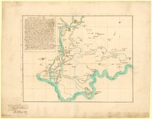 Kopie plánu projektovaného v roce 1721 na přivedení nové řeky z Uxbridge, opraveno 6. února 1766 od English School