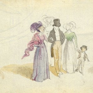 Rodinná procházka, asi 1825 (čb na papíře) od English School