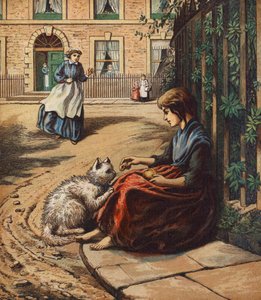 Přítel v nouzi (barevná litografie) od English School