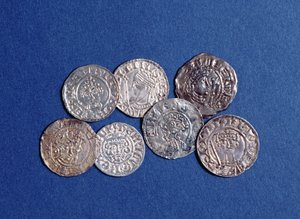 Skupina mincí Norman a Angevin, od krále Viléma I. po anglického krále Jindřicha III., 11.–13. století (stříbro) (avers)