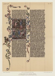 Stránka z Wenzelovy bible (barevná litografie) od English School
