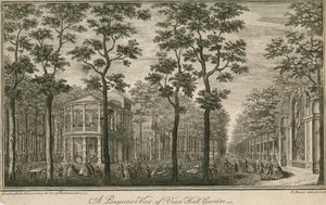 Perspektivní pohled na Vauxhall Gardens, Londýn od English School