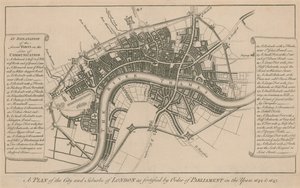 Plán města a předměstí Londýna, jak byly opevněny na příkaz parlamentu v letech 1642 a 1643 od English School