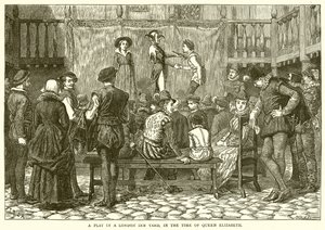 Hra v London Inn Yard, v době královny Alžběty od English School
