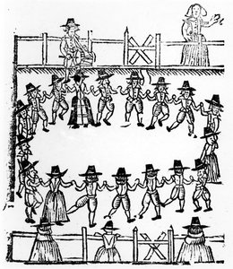Kulatý tanec, ilustrace z knihy A Book of Roxburghe Ballads od English School