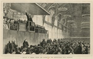 Služba pánů Moodyho a Sankeyho v Agricultural Hall, Islington od English School