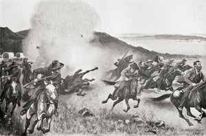 Laivastoprikaatin kuori hajottaa buurit Seven Sisters Kojesin takaa 7. maaliskuuta tapahtuneen toiminnan aikana od English School