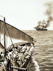 Parník na obzoru, arabská dhow v popředí od English School