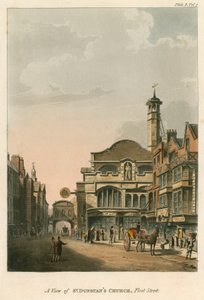 Pohled na kostel St Dunstans, Fleet Street, Londýn od English School