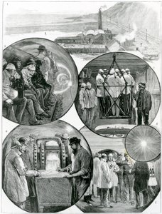 Návštěva tunelu pod Lamanšským průlivem, ilustrace z The Graphic 4. března 1882 od English School