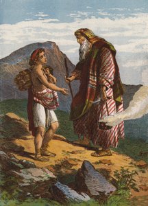Abraham obětuje Izáka (barva litho) od English School