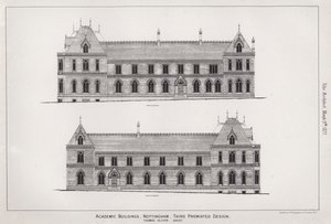 Academic Buildings, Nottingham, Third Premiated Design (rytina) od English School