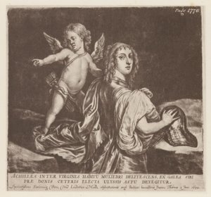 Achilles a Cupid (litho) od English School