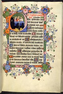 Přidat. 42131 f.46r, Bdění mrtvých (Úřad mrtvých), s gotickými quadrata, z Bedfordských hodin a žaltáře od English School