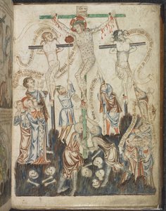 Přidat. 47682, f.32, Ukřižování, z Holkham Bible Picture Book, c.1320-30 (vellum) od English School