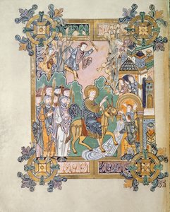 Přidat 49598 f.45v Vstup do Jeruzaléma, z Benedicctional of St. Aethelwold, Winchester, c.980 (vellum) od English School