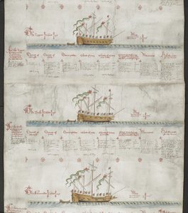 Přidejte MS 22047 f.3r, shora dolů: Tygr, Býk a Salamandr, z filmu „The Anthony Roll“ od English School