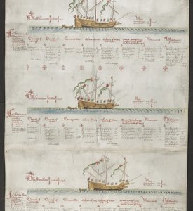 Přidejte MS 22047 f.4r The galleass The Unicorn a The Swallow z 