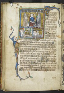 Přidejte MS 47680 f.31v Alexander se dvěma astrology ukazujícími na hvězdy s královnou a ženou s nově narozenými dětmi, z 