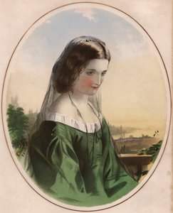 Adele - smutně vypadající dívka v zelených šatech, na sobě černý závoj (barva litho) od English School